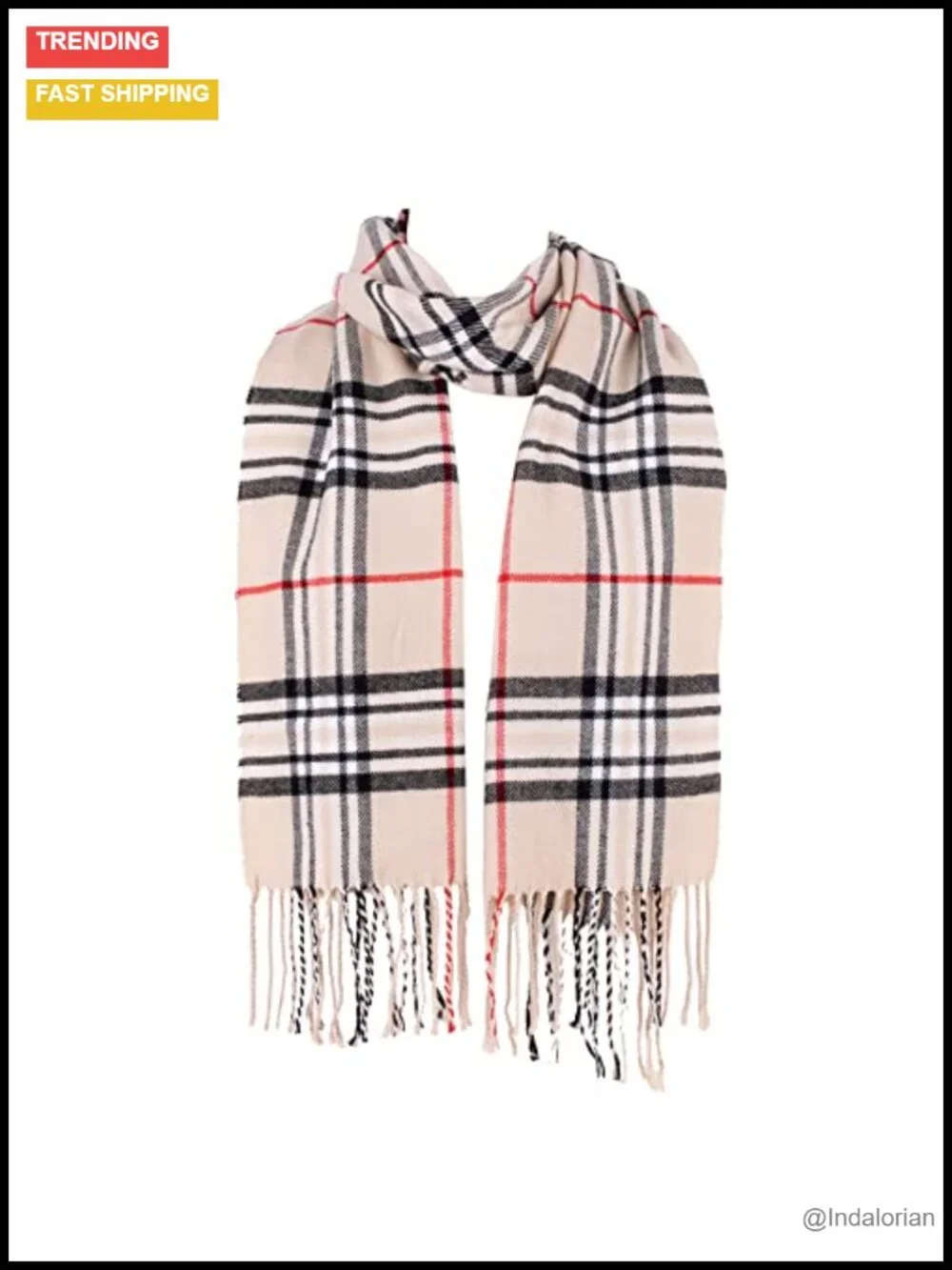 Super Soft Acrylic Classic Plaid Winter Scarf with Fringe - Unisex